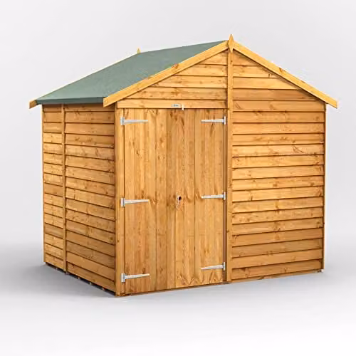 Powersheds Premium Apex Wooden Garden Overlap Shed in Natural Brown, Windowless – 1