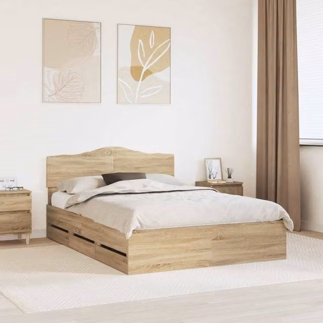 Berkfield Home Sonoma Oak Bed Frame with Drawers, Brown, W/D/H: 140 x 200 cm – 1