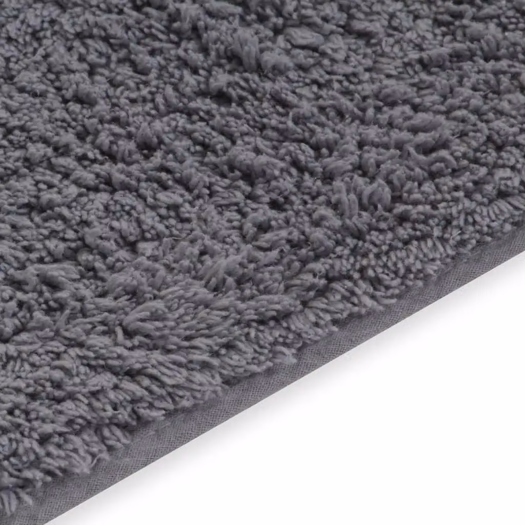Berkfield Home Grey Cotton Non-Slip 2-Piece Bathroom Mat Set – 3