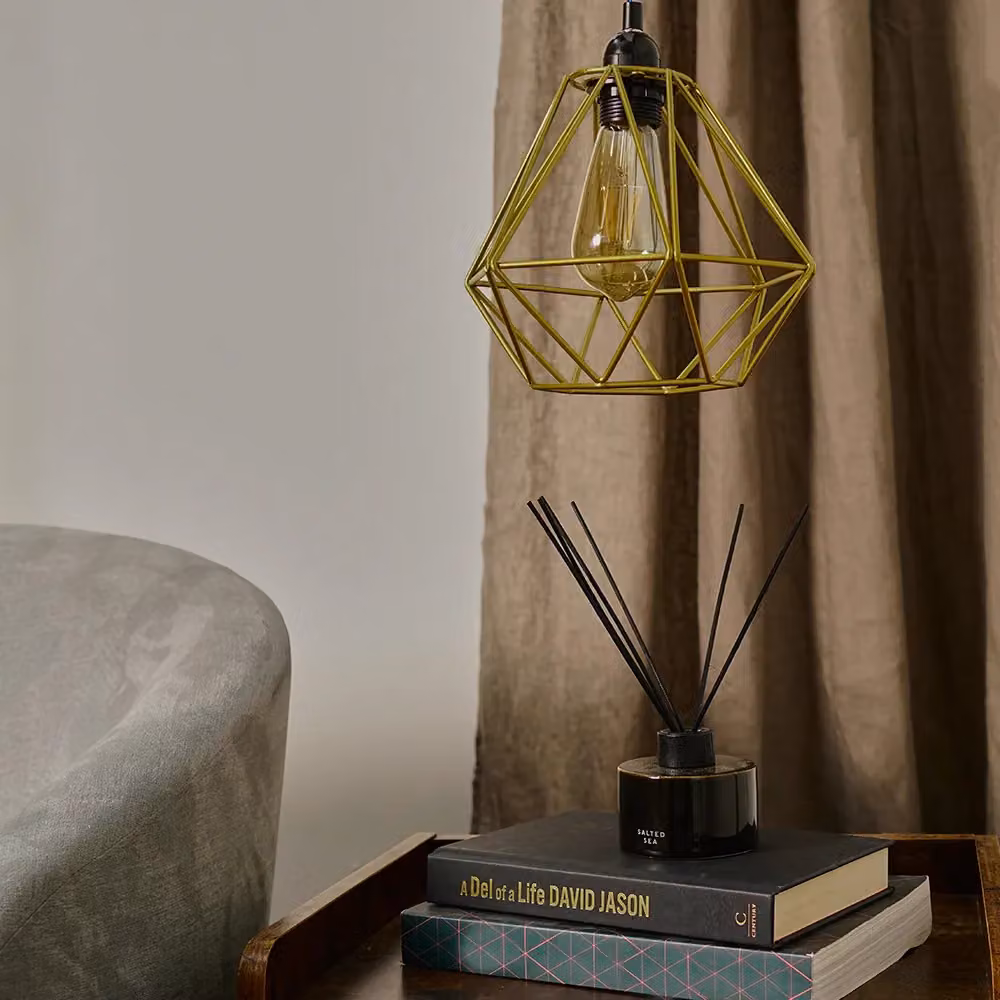 ValueLights Diablo Industrial Gold Metal Basket Pendant Light Shades, Set of 2, Shade Width: 23.5 cm – 3