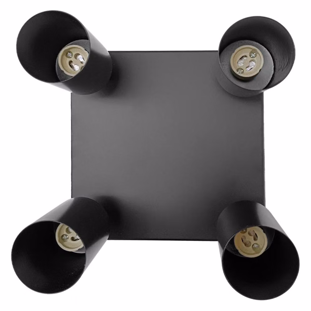 EONLION 4 Way Modern Black Metal Ceiling Spot Light Fitting with Adjustable GU10 LED Sockets – 3
