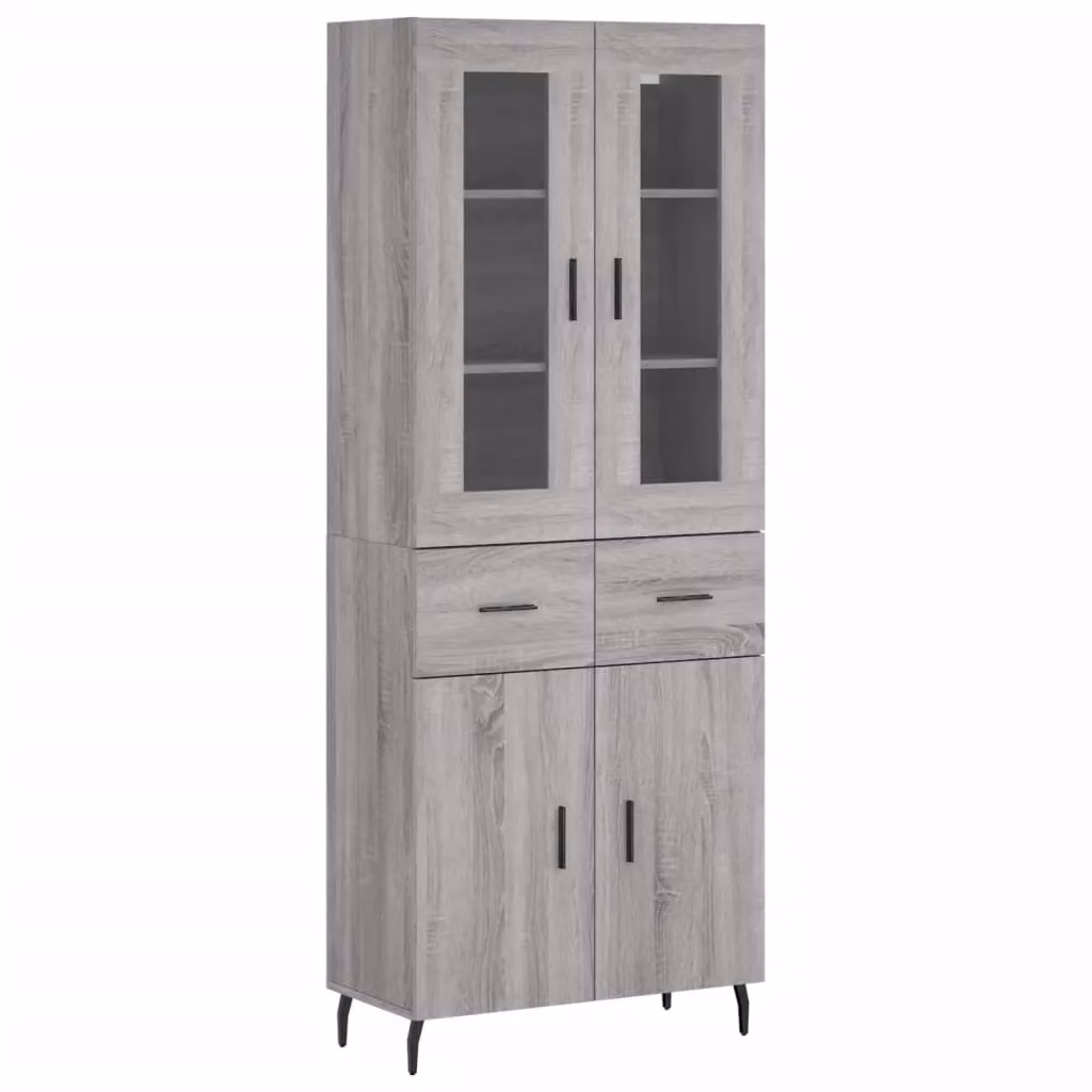 Berkfield Home Modern Grey Sonoma Highboard with Internal Shelves and Doors with Drawers, W/D/H: 69.5 x 34 x 180 cm – 2