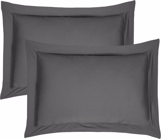 Smart Living 300 Thread Count 100% Cotton Sateen Anti-Allergy Oxford Pillowcases in Charcoal Grey – 1