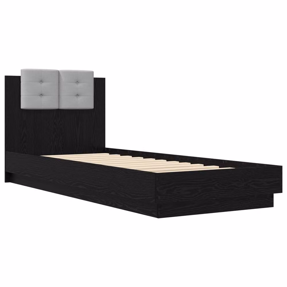 Berkfield Home Modern Bed Frame with LED Under-Bed Lighting in Black Oak, W/D/H: 80 x 200 cm – 2