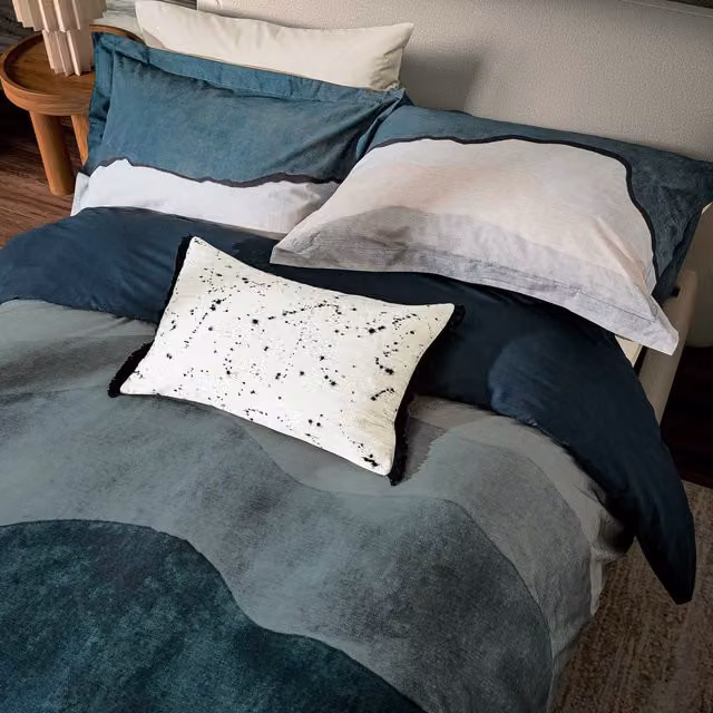 Harlequin Sedimentary Cotton Single Duvet Cover and Pillowcase Set in Blue, 90 x 200 cm – 1