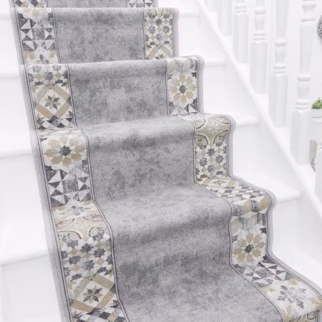 runrug Murcia Stair Runner Carpet, Grey, W: 80 cm x L: 480 cm – 1