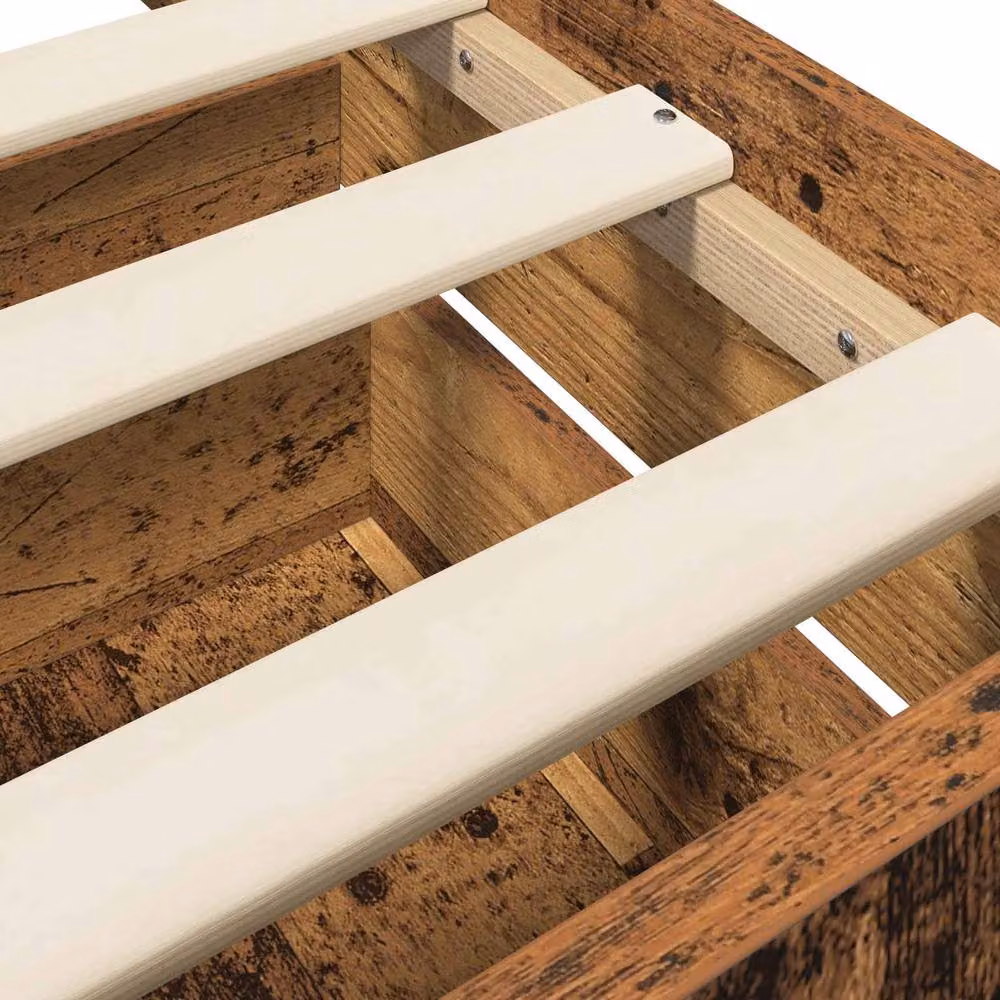 Berkfield Home Bed Frame with Storage in Old Wood Brown, W/D/H: 80 x 200 cm – 3
