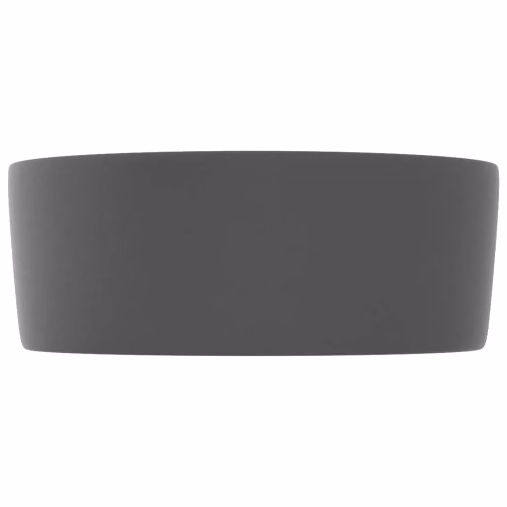 Berkfield Home Luxury Round Ceramic Countertop Wash Basin in Matt Dark Grey, W: 40 cm, D: 15 cm – 3
