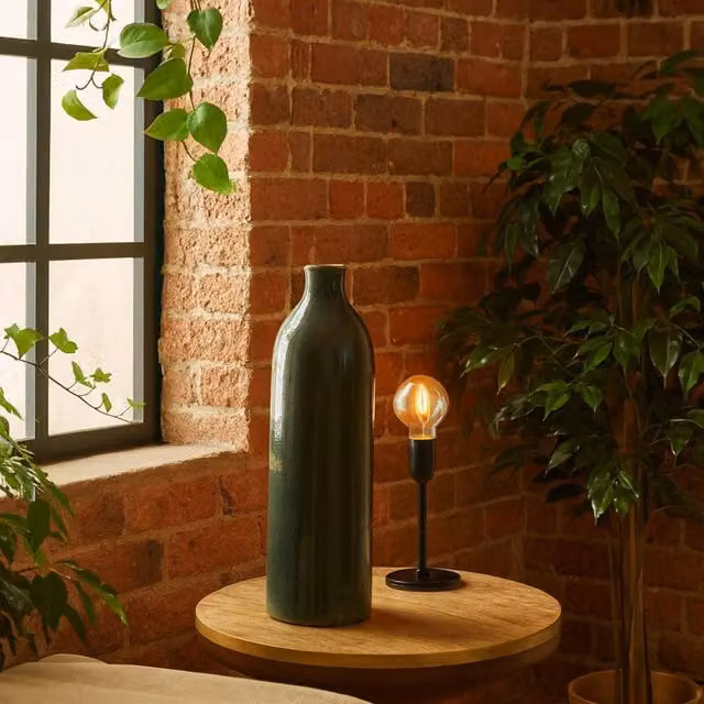 Wyld Haus Bloomwood Grey Glazed Tall Ceramic Bottle Vase with Narrow Neck
