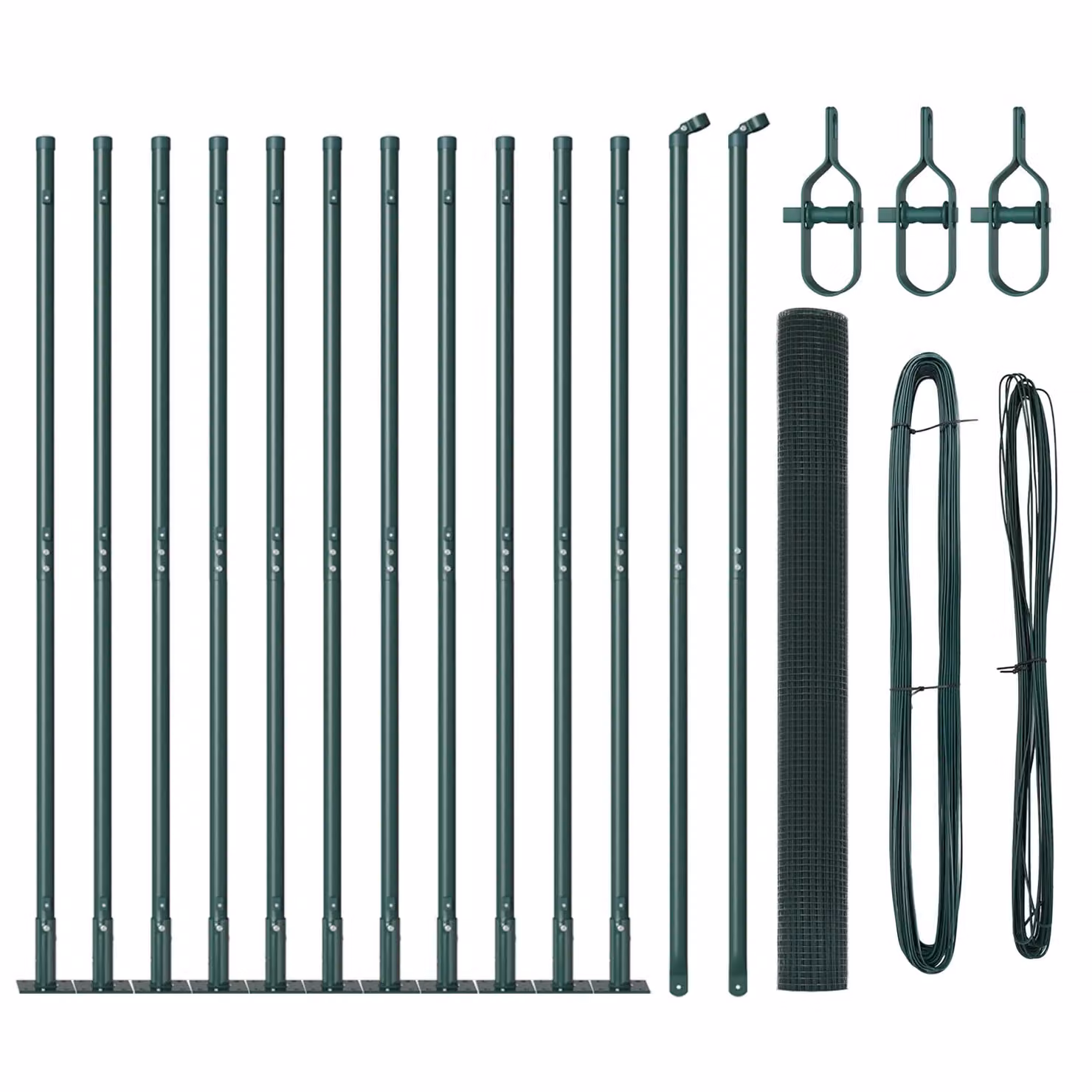 Berkfield Home Green PVC Coated Steel Welded Wire Fence with 13 Flanged Posts, H: 140 cm, L: 25 m – 1