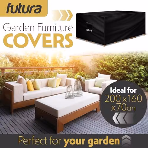 Futura Waterproof Rectangular Garden Furniture Cover in Black 420D Oxford Fabric, W/D/H: 160 x 160 x 70 cm – 3