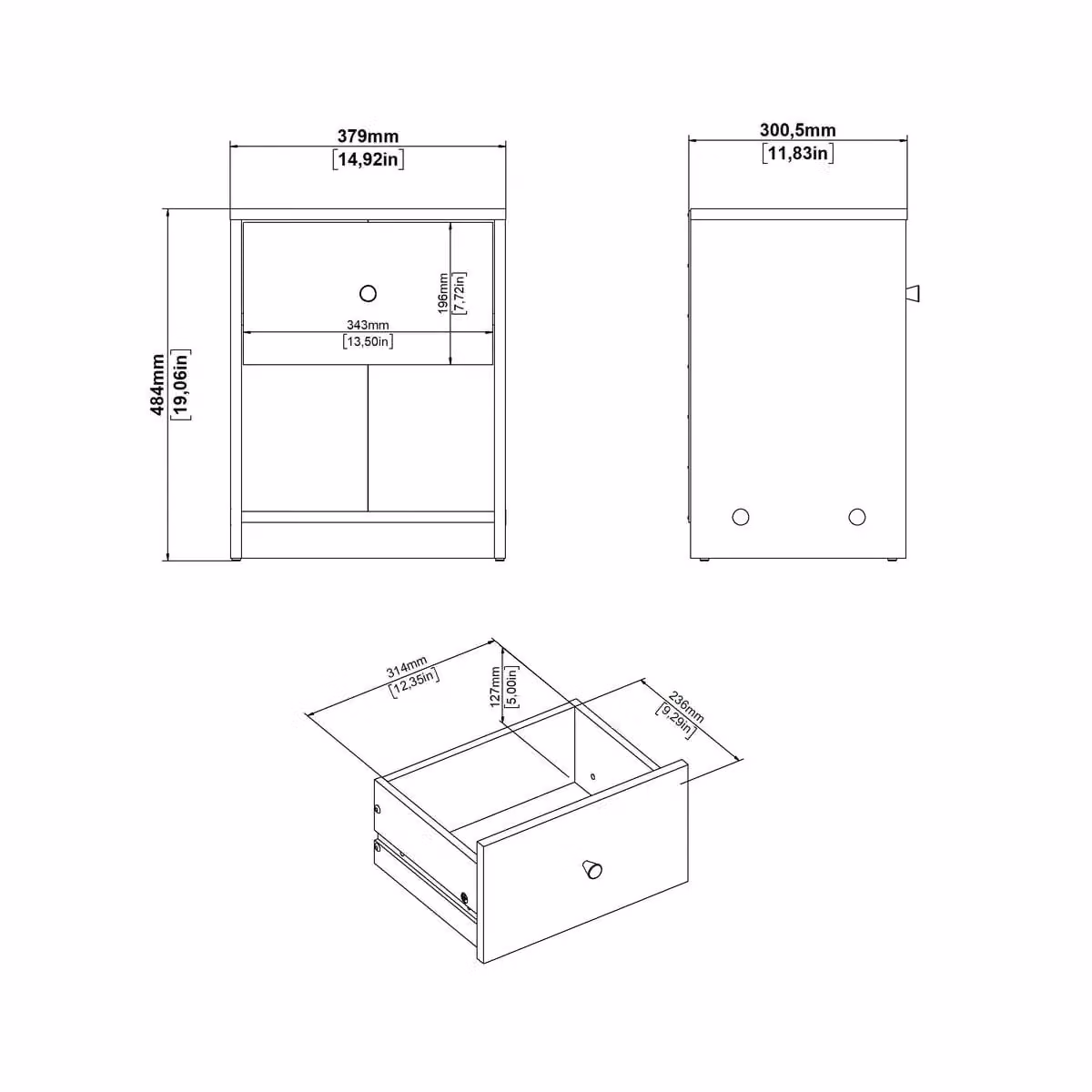 Furniture To Go May 1 Drawer Bedside Cabinet in Light Oak – 3