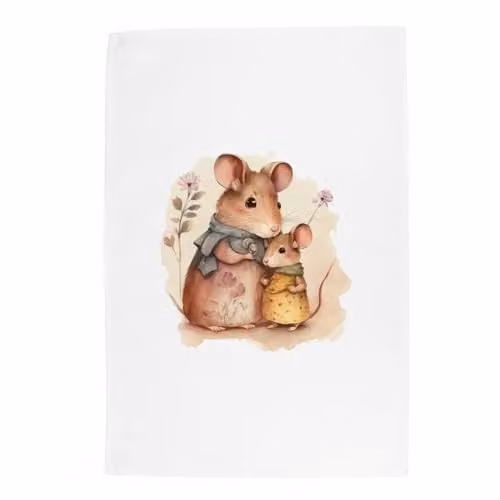 Purely Home Mouse Family Cotton Tea Towel, Multicolour, W: 67 cm, H: 45 cm