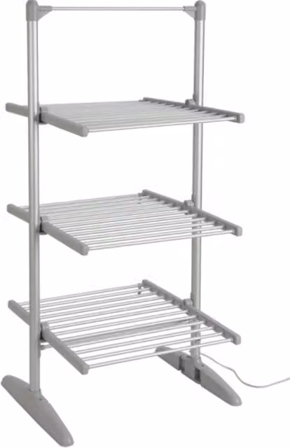 Groundlevel 3 Tier Heated Clothes Airer with Cover in Silver