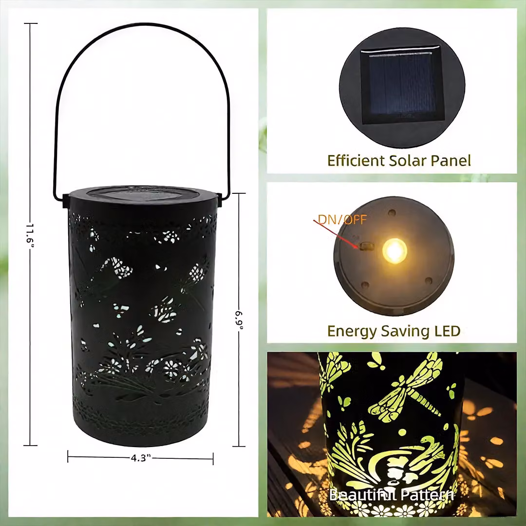 Bright Zeal 2-Piece Metal Solar Dragonfly Lanterns in Black – 5
