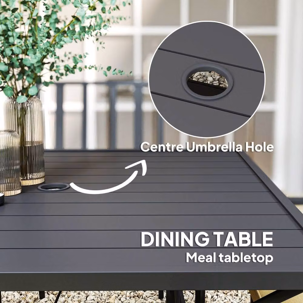 Wyld Haus Nonilu 4 Seater Garden Dining Set with Square Metal Table in Black and Beige – 5