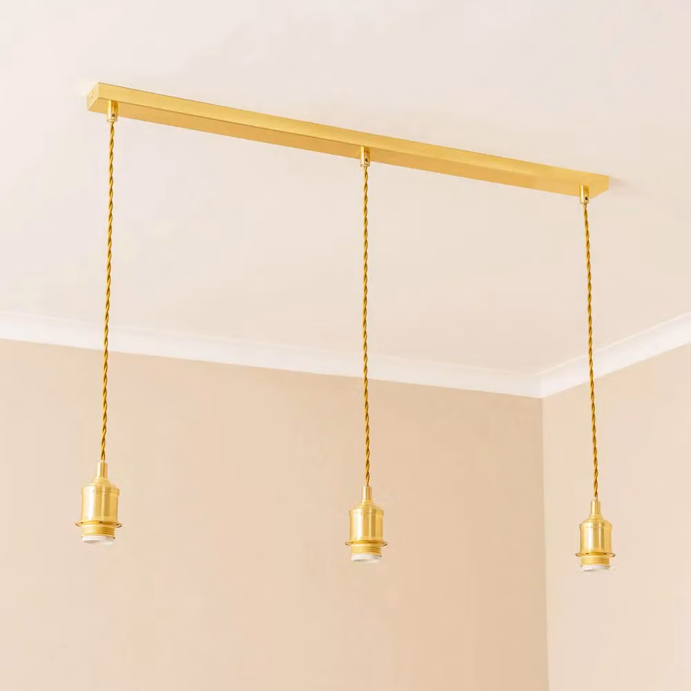 ValueLights Shaw Diner Bar 3 Drop Adjustable Pendant Ceiling Light in Gold, Brass, Chrome and Black