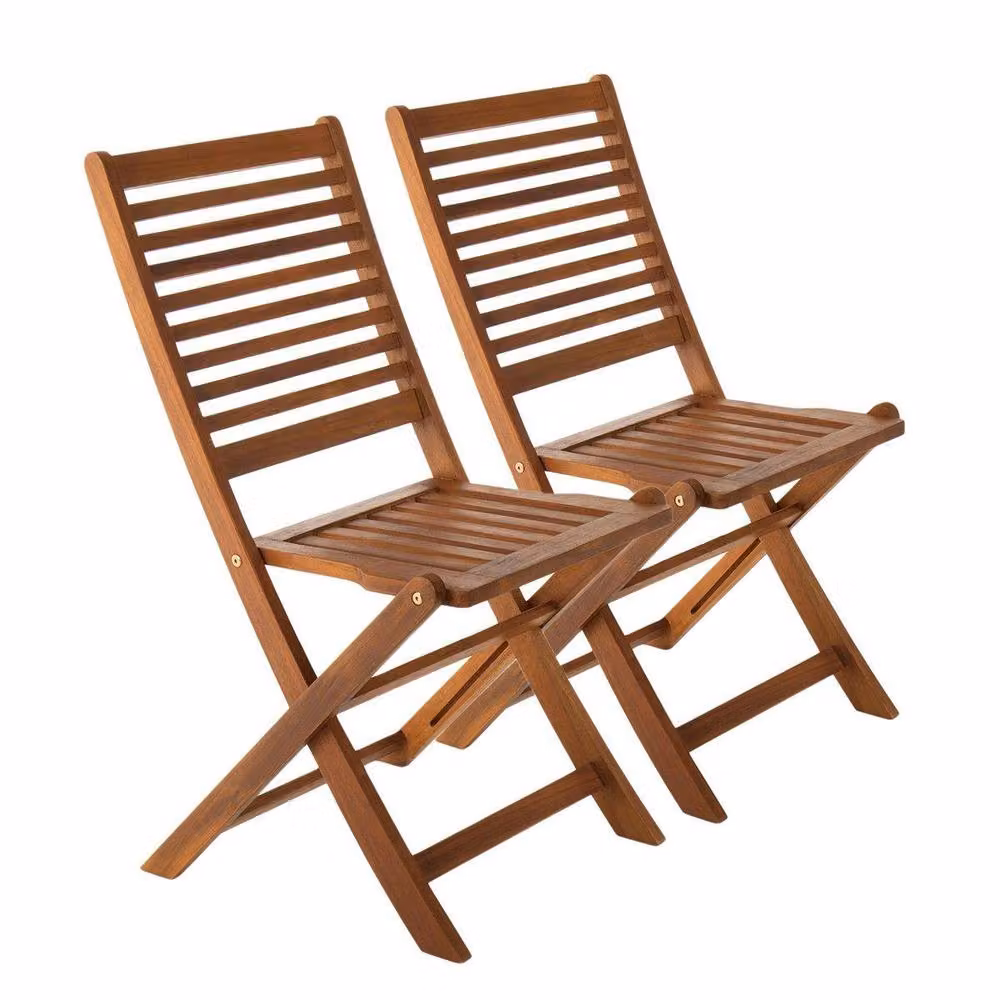 Charles Bentley Pair of FSC Acacia Wood Folding Outdoor Chairs in Natural – 3