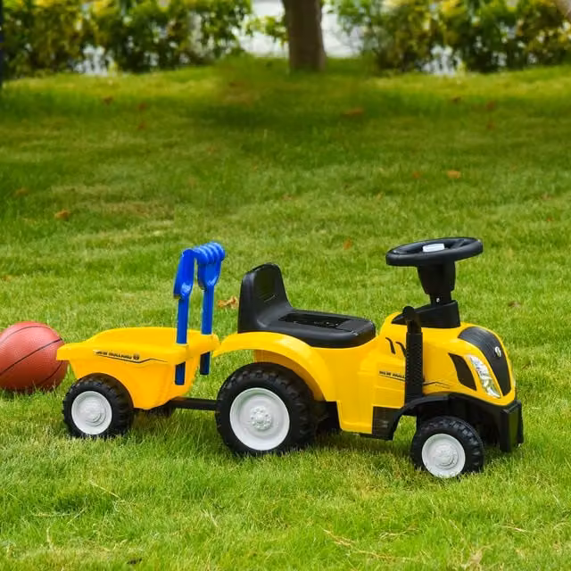 HOMCOM New Holland Licensed Baby Ride On Sliding Car, Yellow