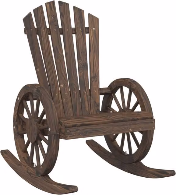 Berkfield Home Brown Solid Wood Fir Rocking Adirondack Chair