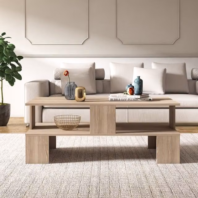 Decorotika Evans Cordoba Coffee Table in Yellow and Beige, W/D/H: 120 x 60 x 45 cm