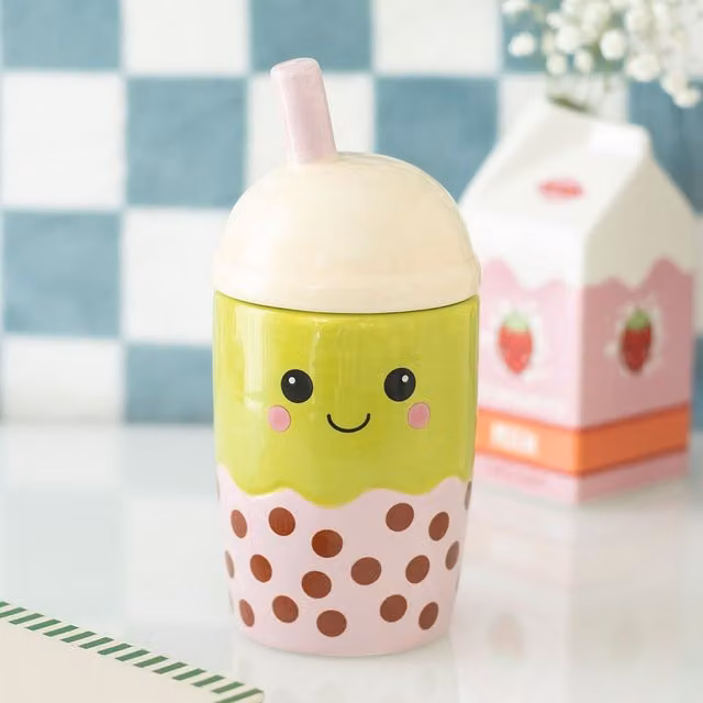 Gloriously Good Green Ceramic Bubble Tea Oil Burner and Tealight Wax Warmer
