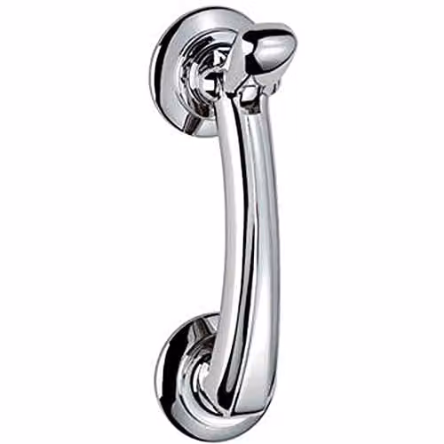 Loops Victorian Bow Door Knocker on Rose in Polished Chrome, 95mm Fixing Centres