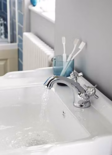 nuie I305X Beaumont Traditional Luxury Crosshead Handle Mono Basin Mixer Tap with Pop-Up Waste, Chrome, H 19.7 cm x W 11.2 cm x D 6.2 cm – 2