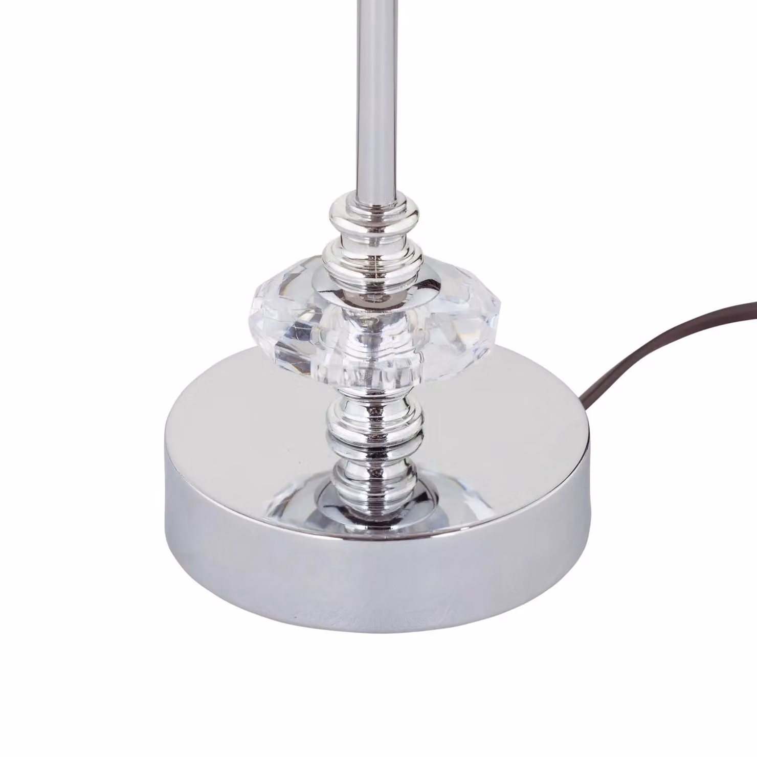 First Choice Lighting Set of 2 Chrome Jewelled Table Lamps with Beige Linen Shades in Silver – 2