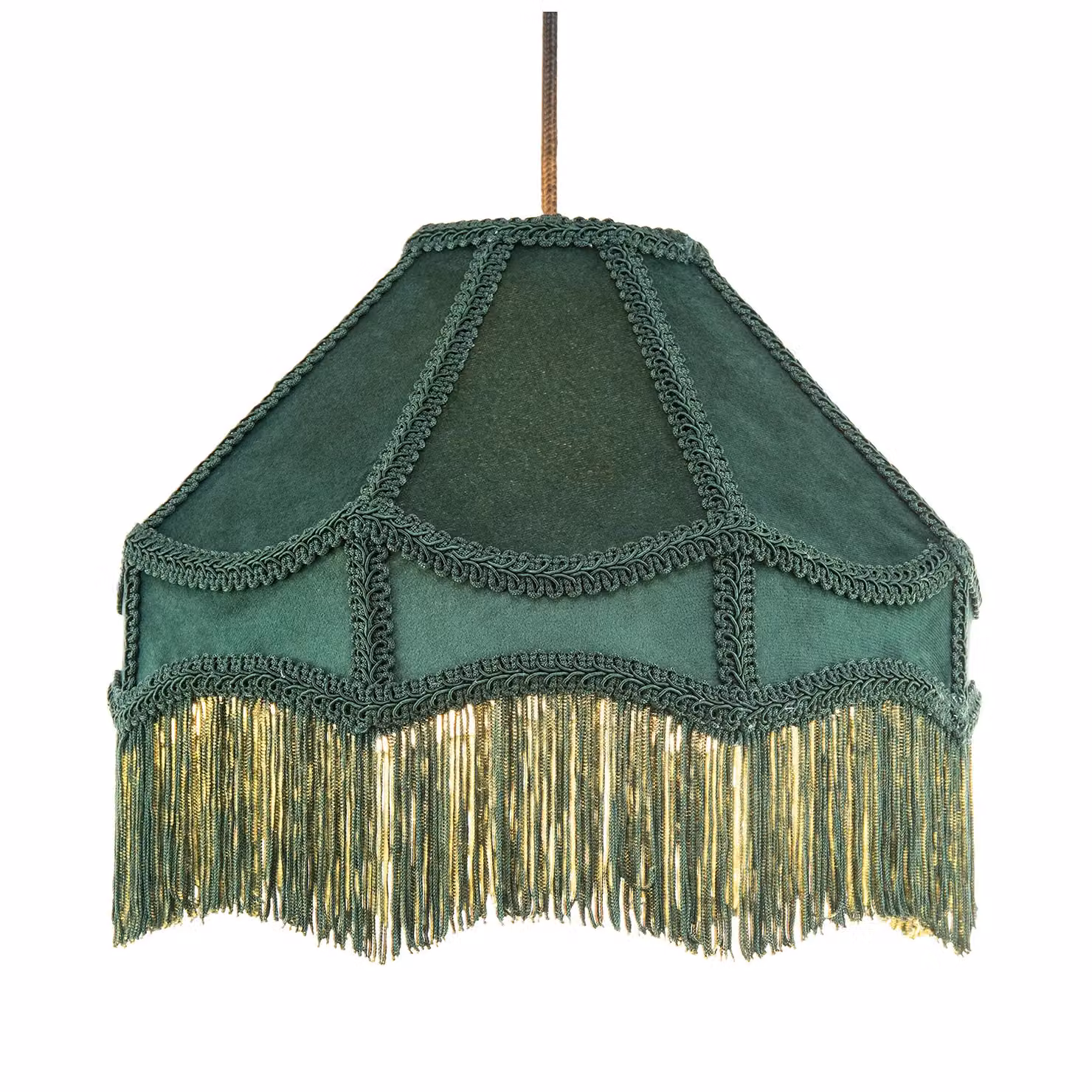Happy Homewares Traditional Victorian Empire Soft Velvet Lamp Shade with Tassels in Dark Green, Diameter: 30.48 cm – 2