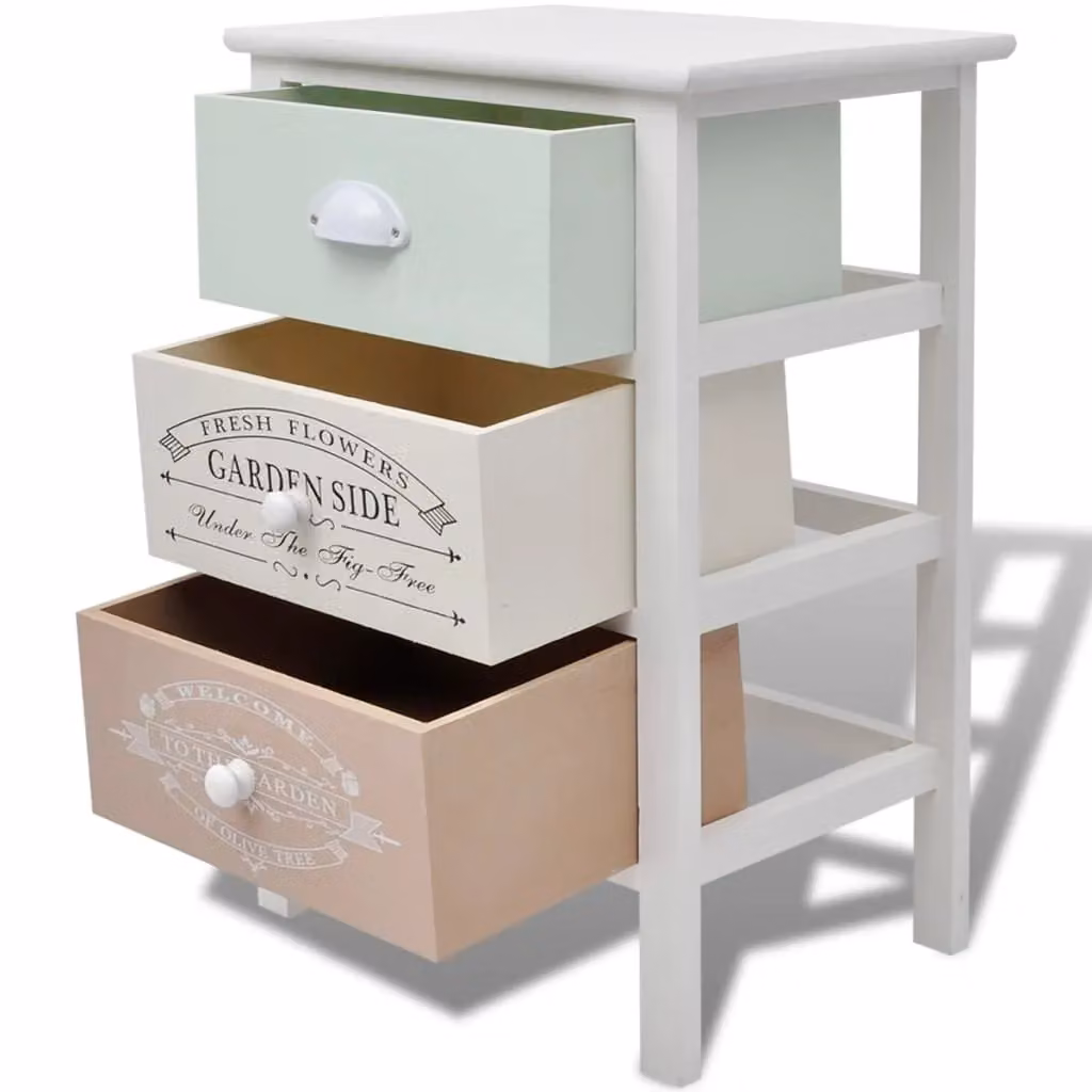 Berkfield Home French Style Wood Storage Cabinet with 3 Drawers in White – 2