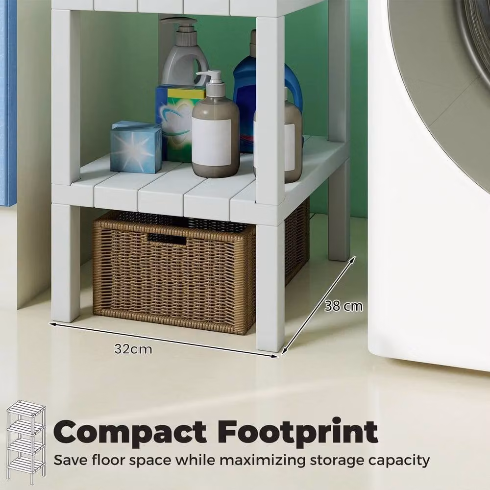 Havendro Freestanding 4-Tier Plastic Utility Storage Rack in White – 3