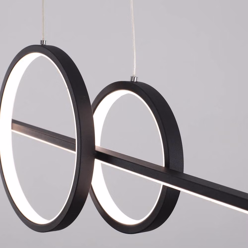 NIVOR Modern LED Ring Pendant Light in Black, Dimmable and Adjustable with Remote Control, 100 cm – 5