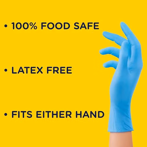 Marigold Blue Powder Free and Latex Free Food Safe Multi-Purpose Disposable Gloves, Box of 40 – 3