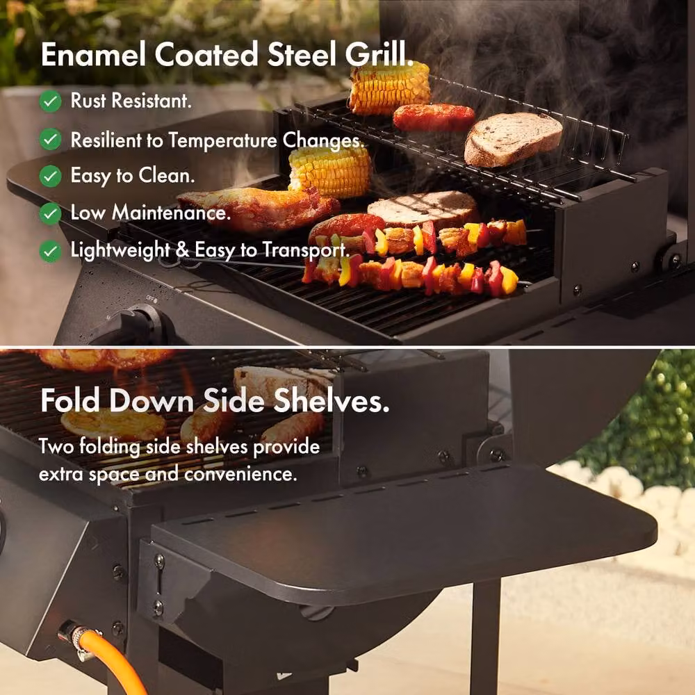 VonHaus Black Tabletop Gas BBQ with 2 Burners and Enamelled Steel Construction – 4