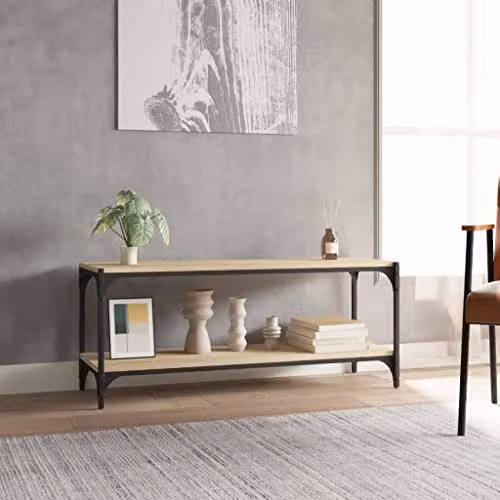 vidaXL Industrial TV Cabinet in Brown, W/D/H: 100 x 33 x 41 cm, Wood and Metal – 3