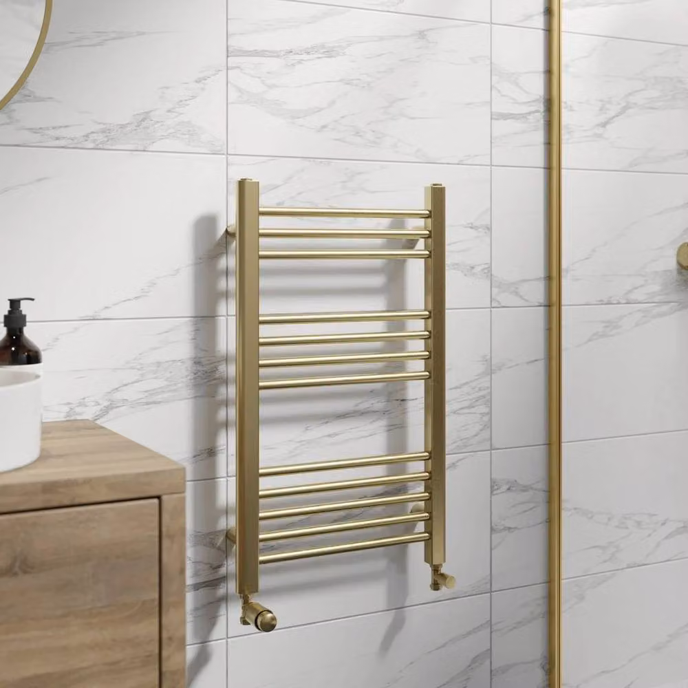 FORGEVIO Heated Towel Rail in Brushed Brass Gold, W: 180 cm, H: 180 cm – 2