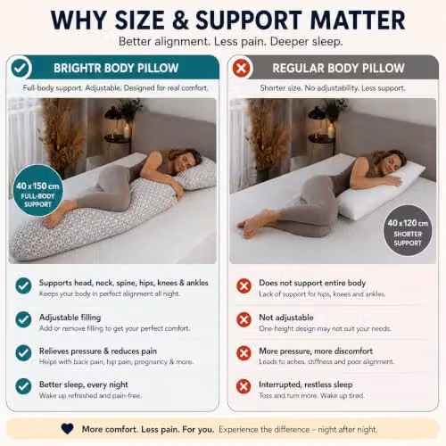 Brightr Extra Long Hug Body Pillow in Grey, W/D/H: 140 x 50 cm – 6