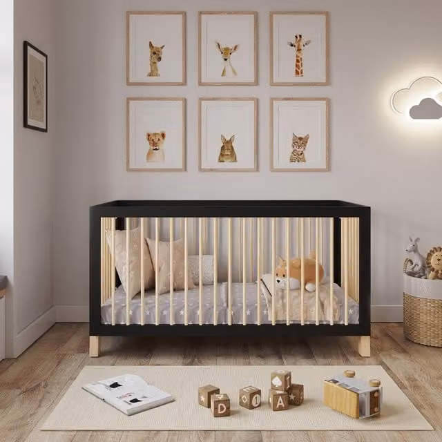 Love For Sleep Alexander Modern Childrens Cot Bed in Anthracite and Pine with Solid Wood Construction, W/D/H: 140 x 70 cm