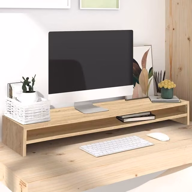 Berkfield Home Monitor Stand in Sonoma Oak Brown, W/D/H: 100 x 24 x 13 cm – 1