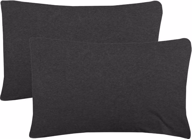 Smart Living Jersey Melange Polycotton Luxury Fitted Bedsheet or Pillowcase Pair in Charcoal Grey, Standard Pillowcase Size