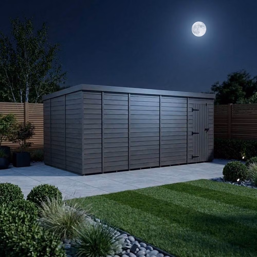 Buttercup Farm Grey Composite Pent Garden Shed with Single Door and No Windows, W: 518.16 cm, D: 305 cm, H: 210 cm – 3