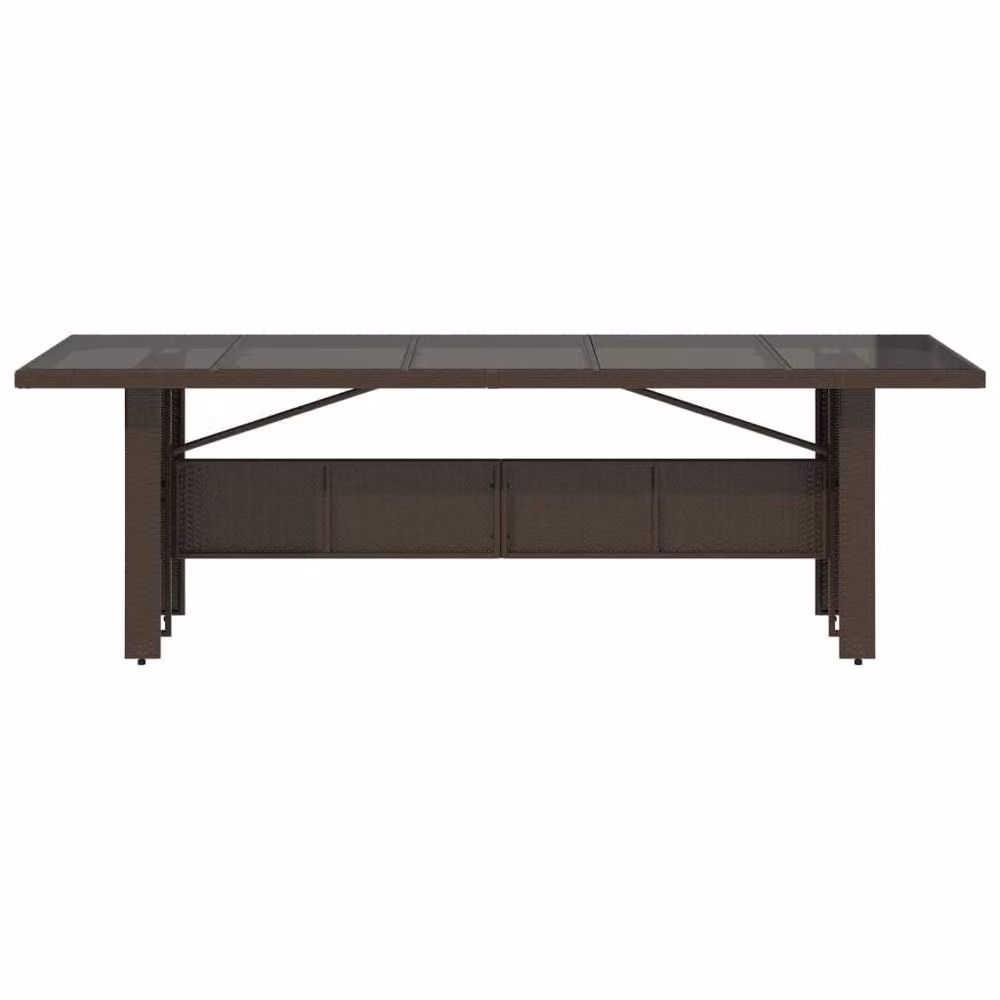 Berkfield Home Extendable Rectangular Garden Table with Glass Top in Brown, W/D/H: 240 x 90 x 75 cm – 4