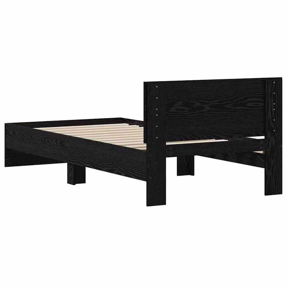 Berkfield Home Modern Black Oak Bed Frame with Headboard, W/D/H: 75 x 190 cm – 5