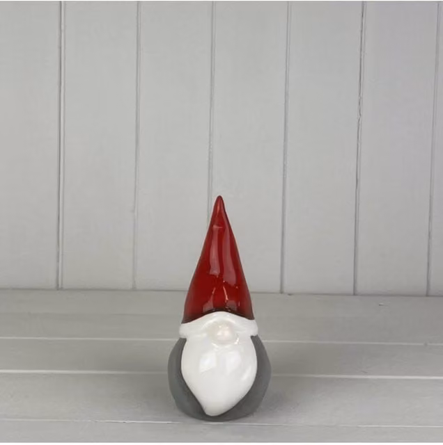 KDMD Grey and Red Ceramic Christmas Gonk Tabletop Decoration, Height: 16 cm
