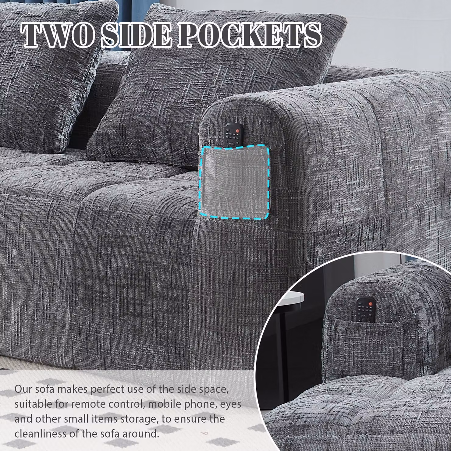 Aosom UK Oversized Modular L-Shaped Reversible Sleeper Sofa in Grey, W/D/H: 250 x 158 x 60 cm – 6