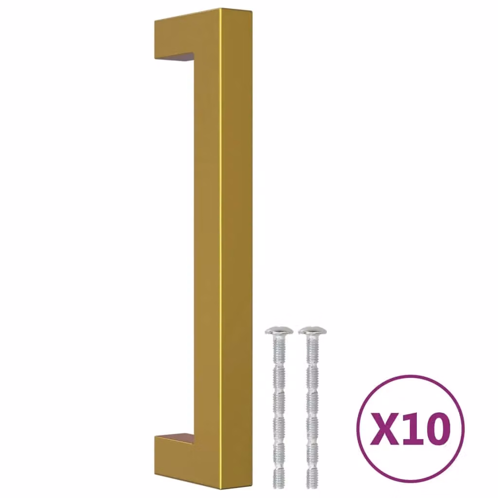 Berkfield Home Gold Stainless Steel Bar Cabinet Handles, 10 Pack, Length: 128 mm – 2