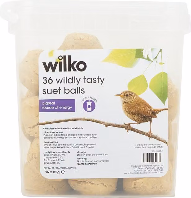 wilko Wildy Tasty Suet Balls, Brown, Pack of 36