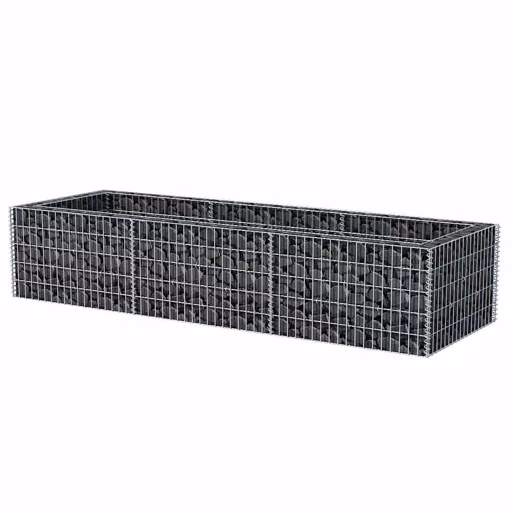 Berkfield Home Silver Galvanised Steel Gabion Raised Bed, W: 270 cm, D: 90 cm, H: 50 cm – 2