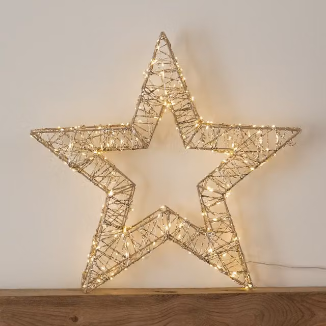 Samuel Alexander Gold Metal Christmas Star with 240 Warm White LEDs and Timer, 50 cm – 1